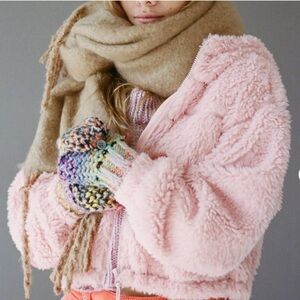 Urban outfitters teddy jacket in pink